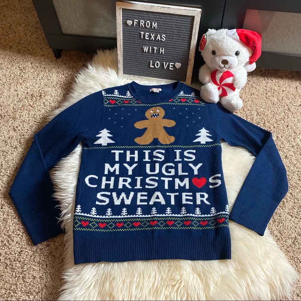 🎄Xhilaration Blue Ugly Christmas Sweater Sz Small